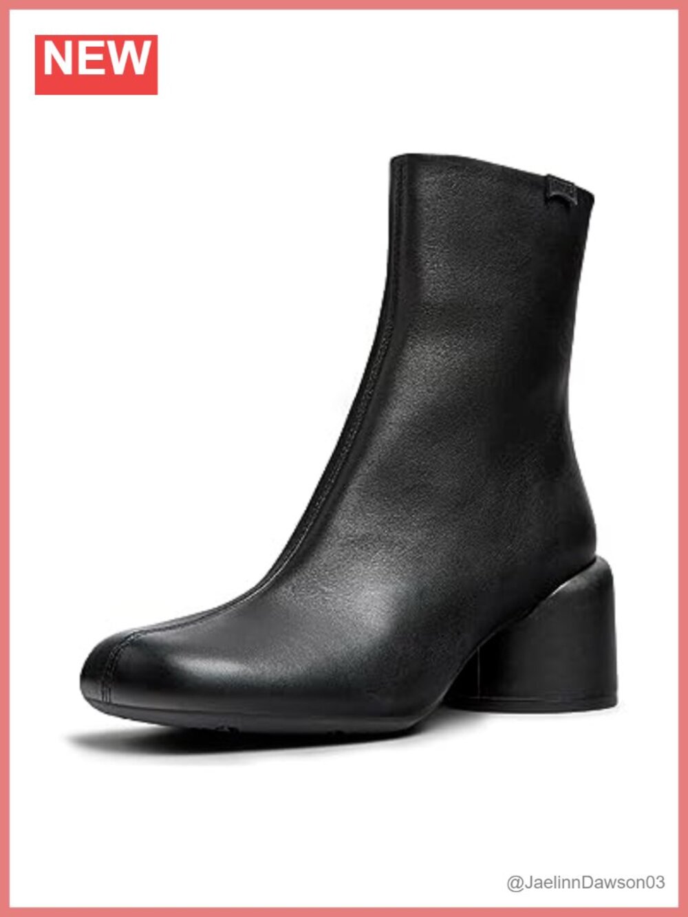 Women's Leather Ankle Bootie Zip Block Heel Round Toe